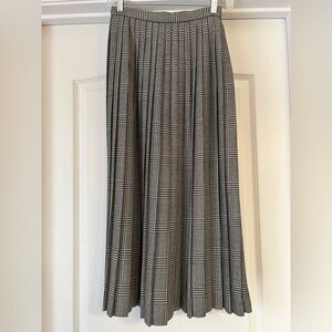 Glen Plaid Pleated Midi Skirt